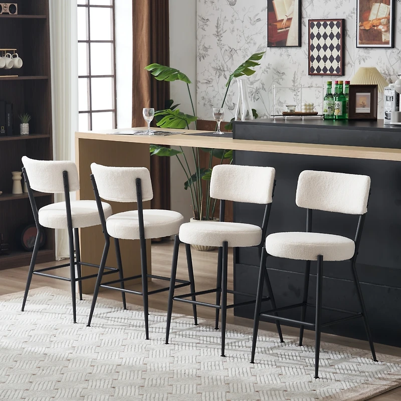 Streamdale Modern teddy fabric bar stools - Stylish island seating