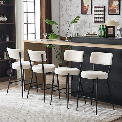 Streamdale Modern teddy fabric bar stools - Stylish island seating