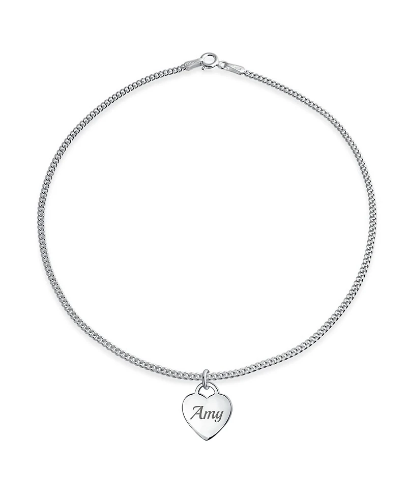 Bling Jewelry Tiny Minimalist Abc Heart Initial Anklet Ankle Bracelet Sterling Silver 9-10 Inch