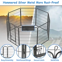 Streamdale Furniture Heavy Duty Outdoor Dog Pen for Large Dogs - 8 Panel Metal Kennel