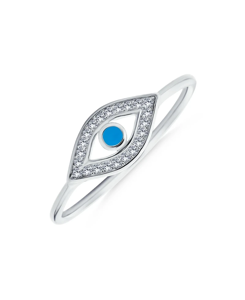 Bling Jewelry Minimalist Midi Knuckle 1MM Band Stackable Delicate Cz Halo Evil Eye Ring Sterling Silver