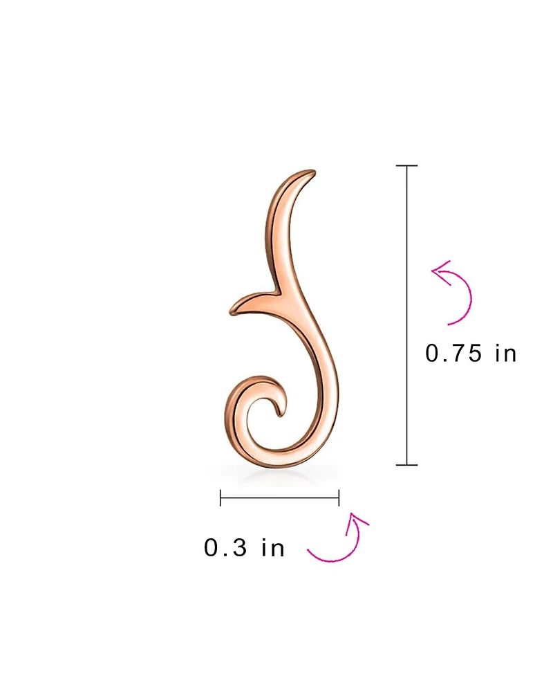 Bling Jewelry Minimalist Geometric Tribal Scroll Ear Pin Crawlers Climbers Earrings Rose Gold Plated Sterling Silver