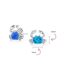 Bling Jewelry Small Tropical Vacation Nautical Created Synthetic Opal Crab Stud Earrings Sterling Silver