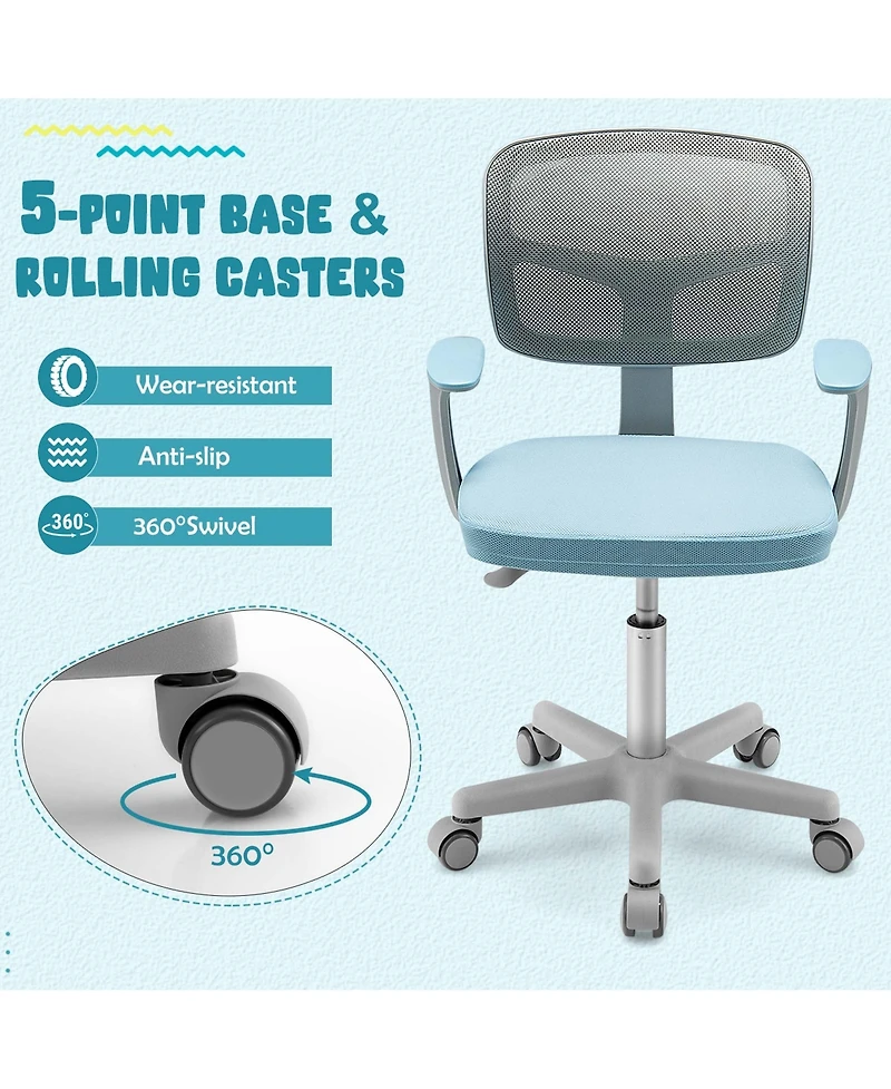 Auto Lock Kids Mesh Chair with Armrests Height Adjustable
