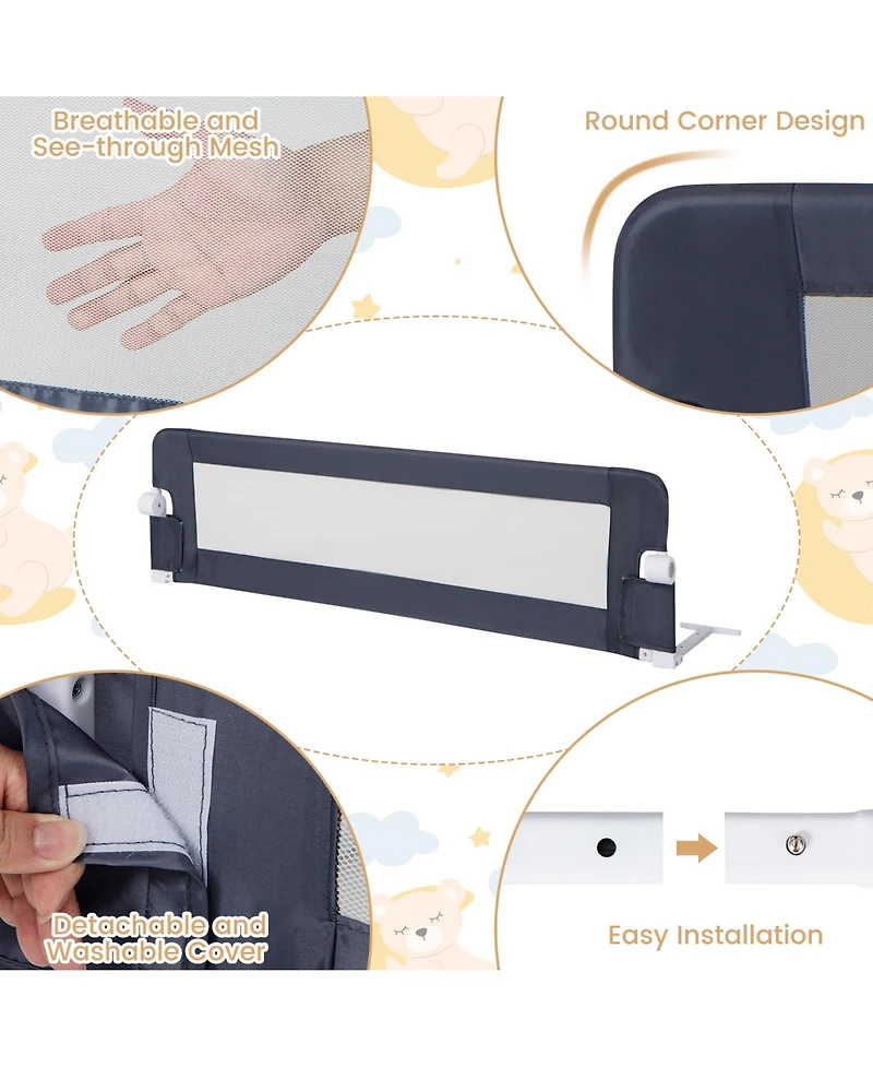 Slickblue Kids Bed Rail Guard with Adjustable Strap and Fold-Down Design for Easy Access