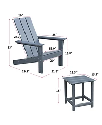 Streamdale Furniture Adirondack Chair Set With Table, Grey