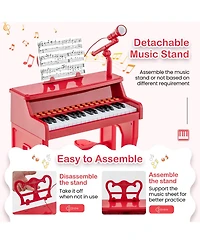 Slickblue 37 Keys Music Piano with Microphone Kids Piano Keyboard with Detachable Music Stand