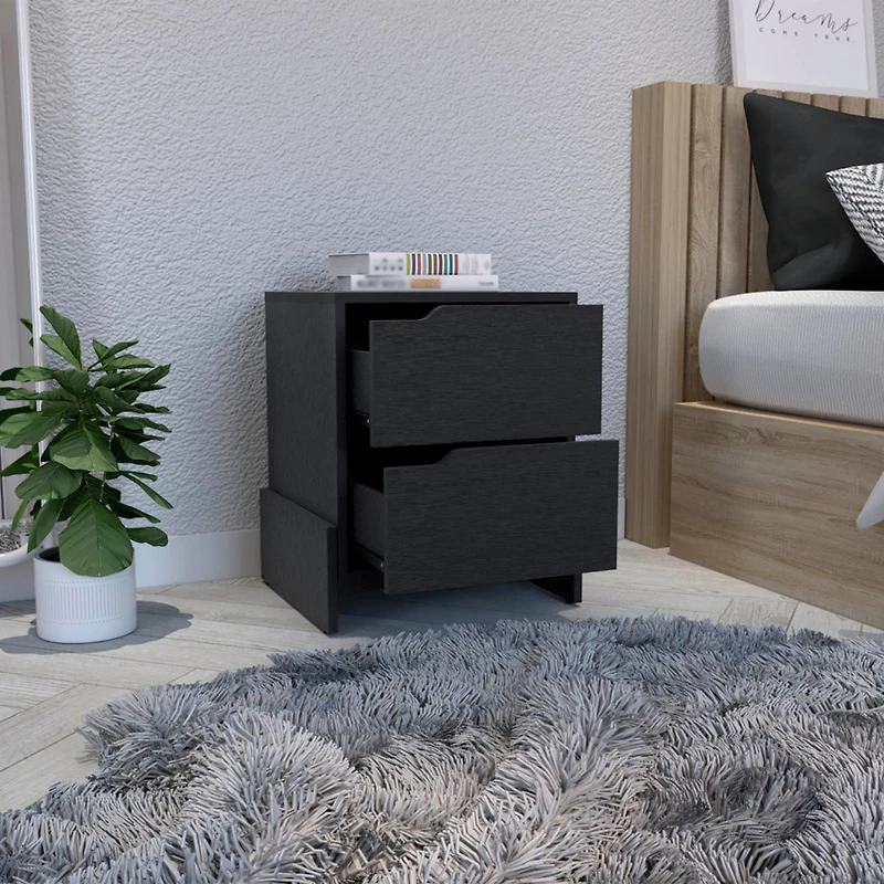Streamdale Haines Nightstand With 2-Drawers, End Table Sturdy Base