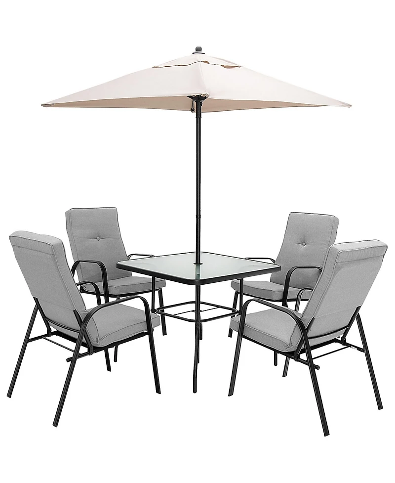 Gymax 5ft Patio Square Market Table Umbrella Shelter 4 Sturdy Ribs