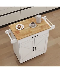 Simplie Fun Rolling Kitchen Trolley Cart with Shelves & Towel Rack