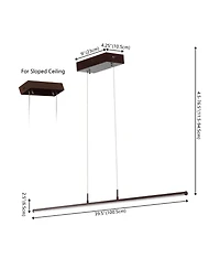 Jonathan Y Conley 39.5" Dimmable Adjustable Integrated Led Metal Linear Pendant, Dark Brown