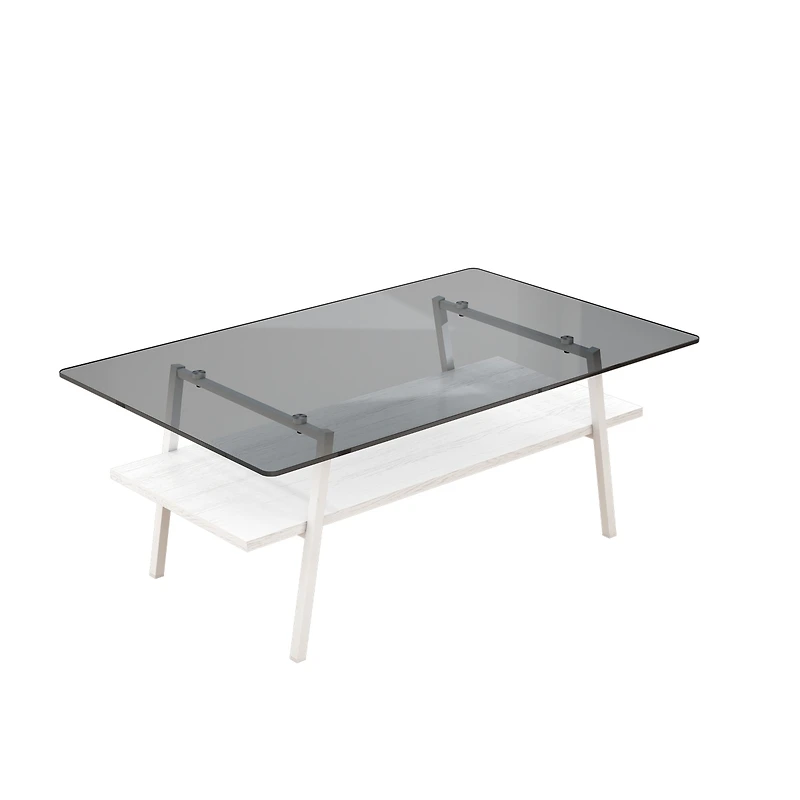 Streamdale Modern Gray Glass Coffee Table