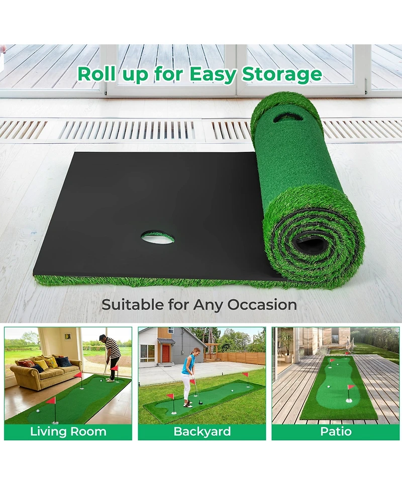 10 x 3.3 Ft Golf Putting Green Professional Golf Training Mat with 2 Golf Balls