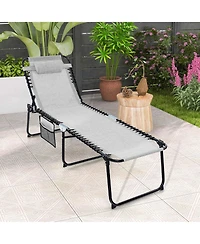 Costway Patio Folding Chaise Lounge Chair Portable Sun Lounger with Adjustable Backrest
