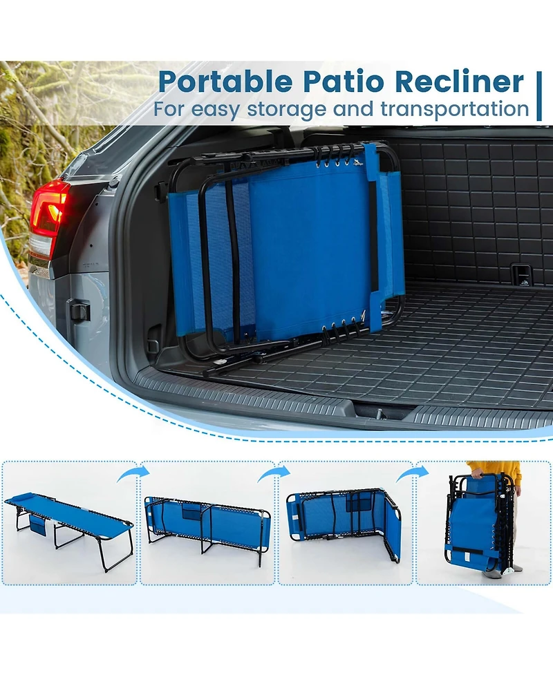 Costway 2 Pcs Folding Chaise Lounge Chair Portable Sun Lounger with Adjustable Backrest