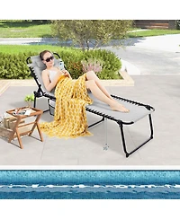 Costway Patio Folding Chaise Lounge Chair Portable Sun Lounger with Adjustable Backrest