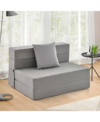 Folding Mattress with Pillow 6 Inch Tri-fold Sofa Bed with High-Density Foam