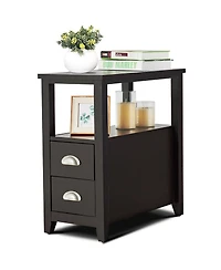 Inolait 2 Pieces Wooden Bed-side Nightstand Set with 2 Drawers