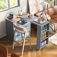 Streamdale Portable Kitchen Island with Led Lights & Storage