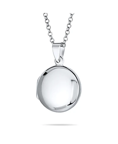 Bling Jewelry Simple Dome Round Circle Photo Lockets That Hold Pictures Silver Locket Necklace Pendant