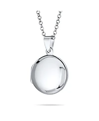 Bling Jewelry Simple Dome Round Circle Photo Lockets That Hold Pictures Silver Locket Necklace Pendant