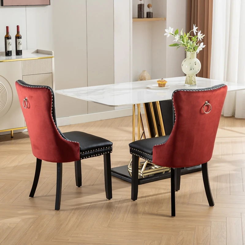 Streamdale Furniture Nikki Collection Contemporary Dining Chairs, 2-Piece Set, Black/Winered
