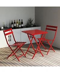 Streamdale 3 Piece Patio Bistro Set Of Foldable Square Table And Chairs