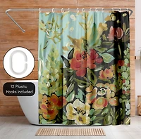 71x74 Shower Curtain - Floral Painted Design - Warm Waves by Pi Creative Art