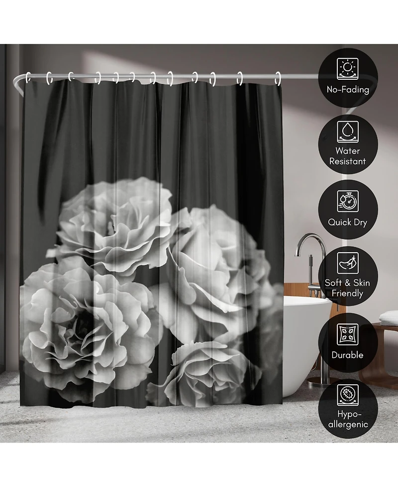 71x74 Floral Shower Curtain - Moody Roses by Chaos & Wonder Design