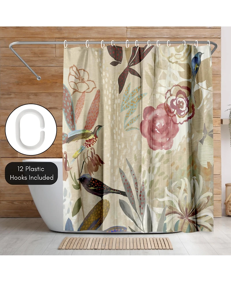 Americanflat 71x74 Floral Shower Curtain - Where The Passion Flower Grows I by Pi Creative Art