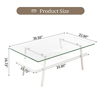 Streamdale White Metal and Glass Coffee Table