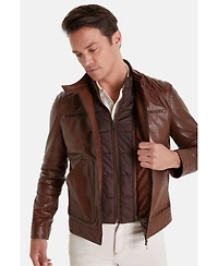 Furniq Uk Men's Brown Leather Jacket, Elephant