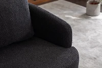 Streamdale Black Boucle Swivel Accent Chair with Wood Base