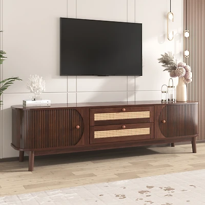Streamdale 75" Rattan Tv Stand, Modern Farmhouse Console