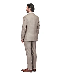 Gino Vitale Men's 2 Piece Slim Fit Brown Check Double Breasted Suit