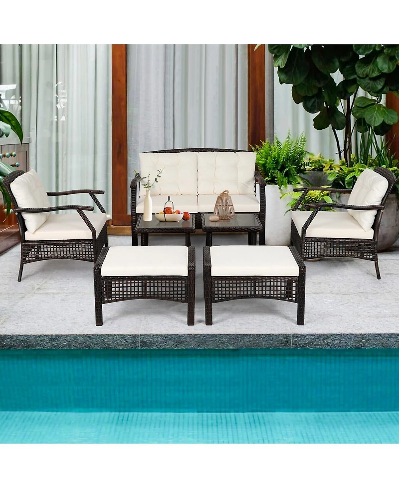 7 Pieces Outdoor Patio Furniture Set with Waterproof Cover