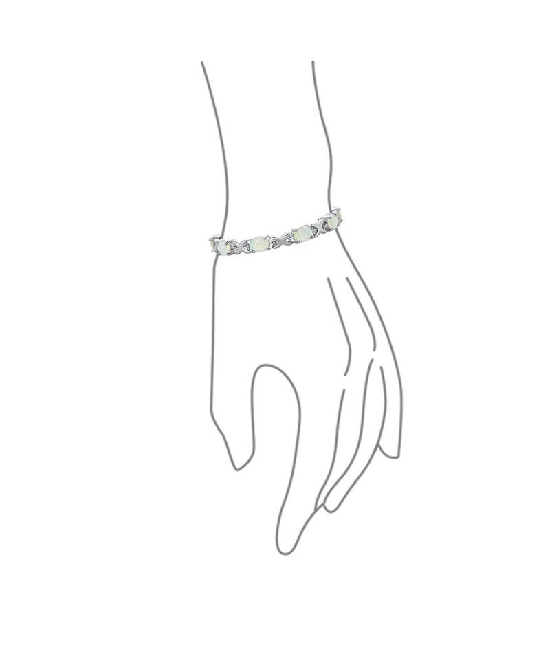 Bling Jewelry Iridescent Oval Figure 8 & White Created Opal Tennis Infinity Bolo Bracelet .925 Sterling Silver Rhodium Plated Adjustable Slide 7 Inch