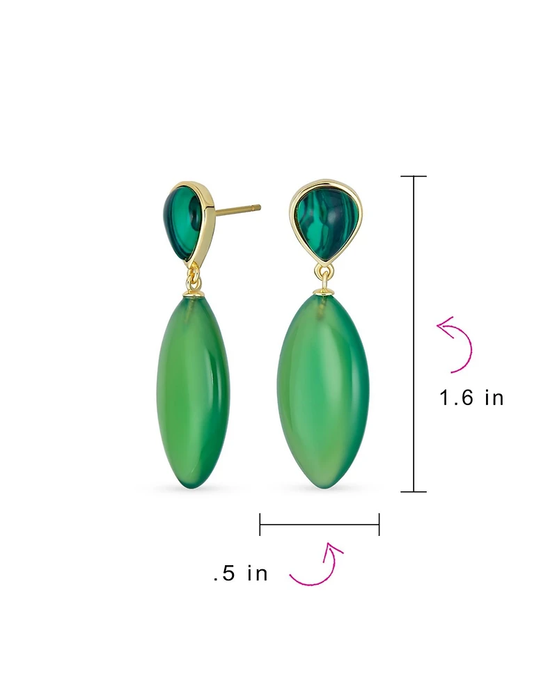 Bling Jewelry Geometric Rhombus Teardrop Stone Dangling Earrings Gold Plated
