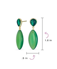 Bling Jewelry Geometric Rhombus Teardrop Stone Dangling Earrings Gold Plated