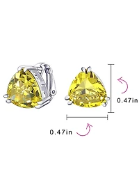 Bling Jewelry Triangle Shape Classic Large Statement 6CT Cz Solitaire Clip On Stud Earrings Rhodium Plated Brass Non Pierced 12MM