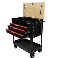 Streamdale Furniture 3 Drawers Multifunctional Tool Cart With Wheels And Wooden Top