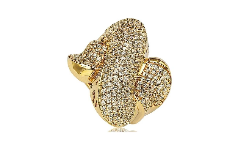 Suzy Levian Sterling Silver Cubic Zirconia Pave Puff "X" Ring
