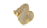 Suzy Levian Sterling Silver Cubic Zirconia Pave Puff "X" Ring