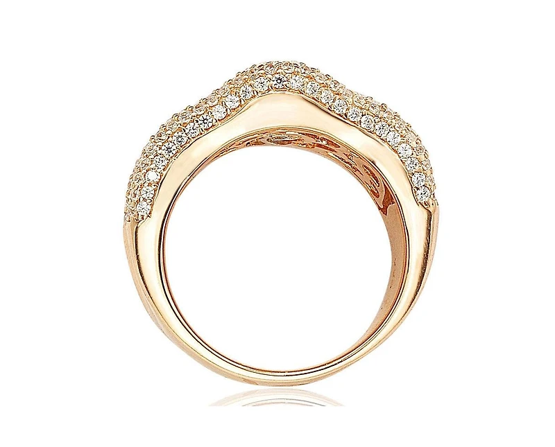 Suzy Levian Sterling Silver Cubic Zirconia Pave Curved Wide Ring