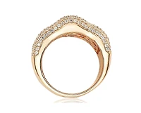 Suzy Levian Sterling Silver Cubic Zirconia Pave Curved Wide Ring