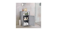 Slickblue Bathroom Wooden Floor Cabinet with Multifunction Storage Rack-Grey