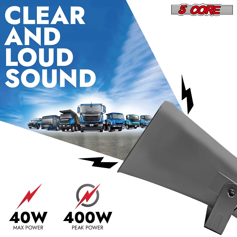 5 Core Pa Horn Speaker Outdoor 8x16" Siren Loudpeaker • 40W Rms Loud Megaphone Driver Horn - Suh-400 1Pc