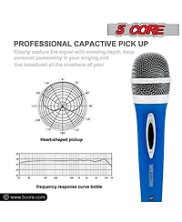 5 Core Microphone Xlr Dynamic Mic Karaoke Singing Handheld Microfono Wired Professional Unidirectional 1/4 Plug In Cord Connection for Vocal Dj Music