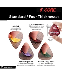 5 Core Guitar Picks 12 Piece 0.96mm Celluloid Heavy Gauge Pick for Acoustic Electric Bass Guitar Natural Feel Warm Tone Puas Para Guitarra