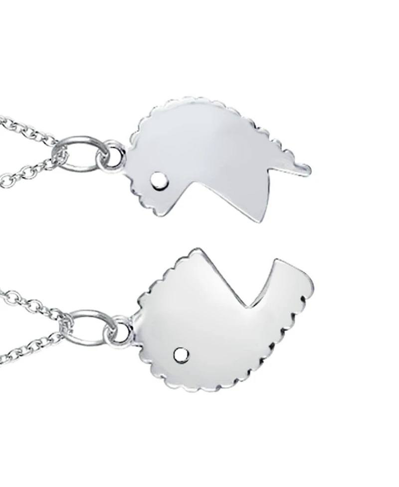 Bling Jewelry Best Friends Bff Split Heart Puzzle Mother Daughter Pendant Necklace Silver